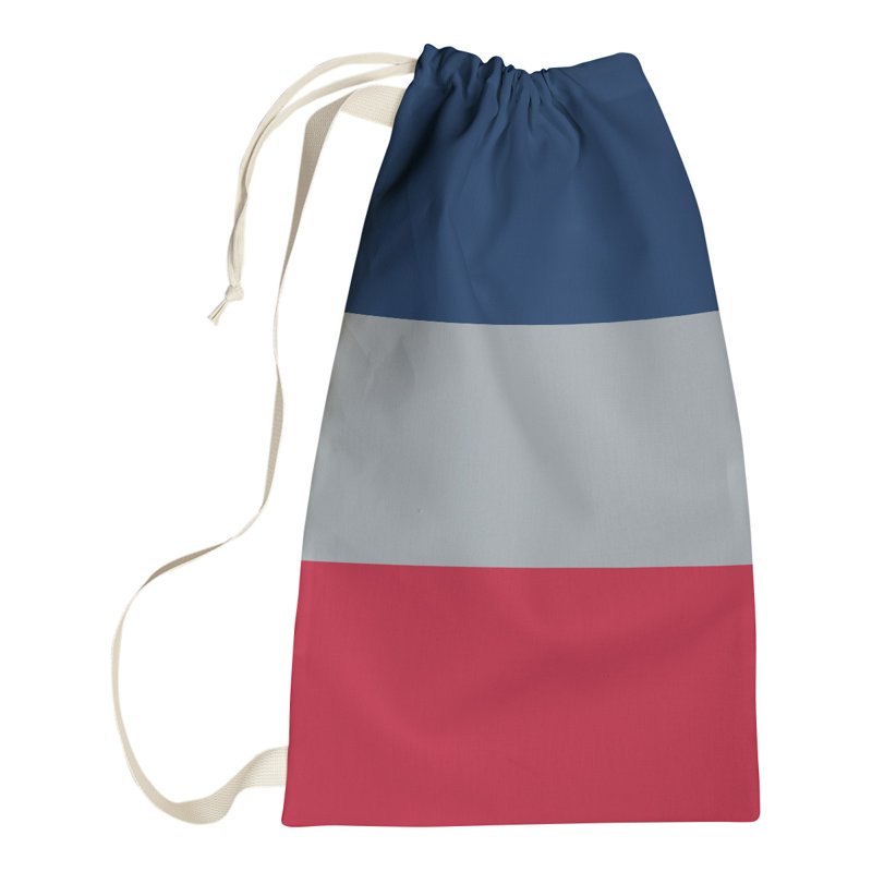 Fabric Laundry Bag with Handles, 36" H x 28" W x 1.5" D, Blue/Flat Silver/Red
