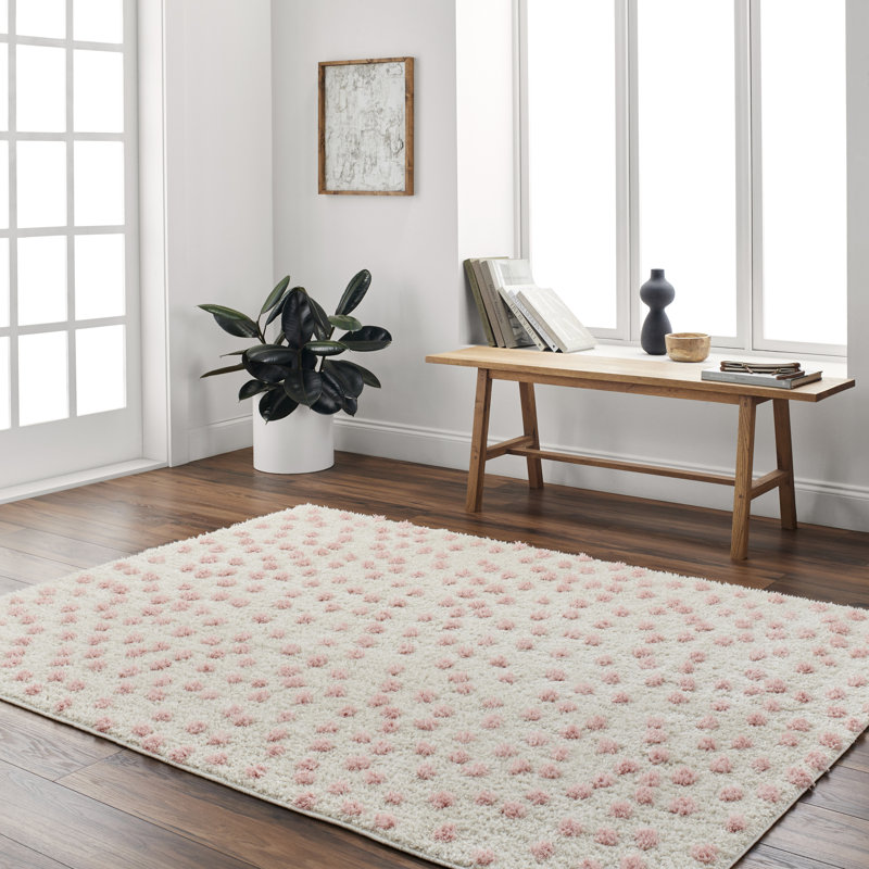 Tapis à poils longs Harrisonburg, Rectangle 7 pi 10 po x 10 pi, Beige / Rose