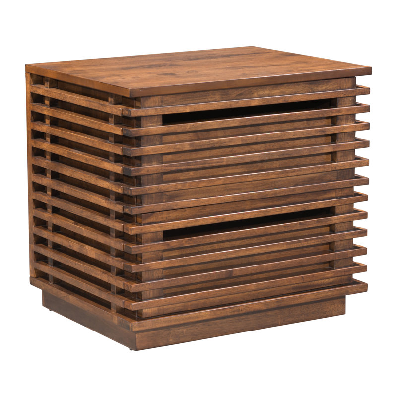 Table de bout scandinave moderne en bois massif à deux tiroirs avec table de chevet et lattes en noyer