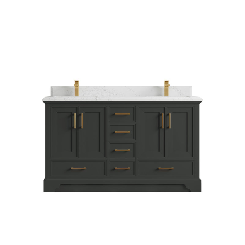 Ensemble de meuble-lavabo double 60 po avec plateau Charlotte, Empira blanc