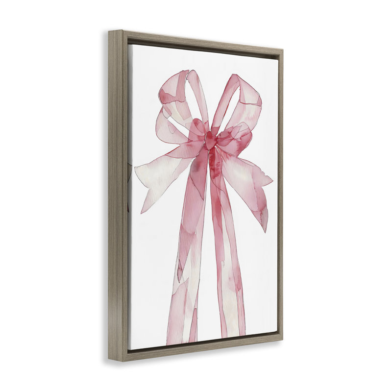 Cadre flottant Coquette Pink Bow Illustration, design par LSR Design Studio, Cadre flottant orme Montalcino
