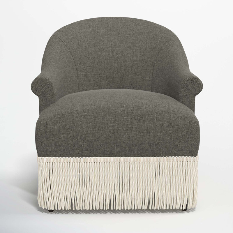 Fauteuil à oreilles Callie, Lin texturé gris anthracite Zuma, Ivoire