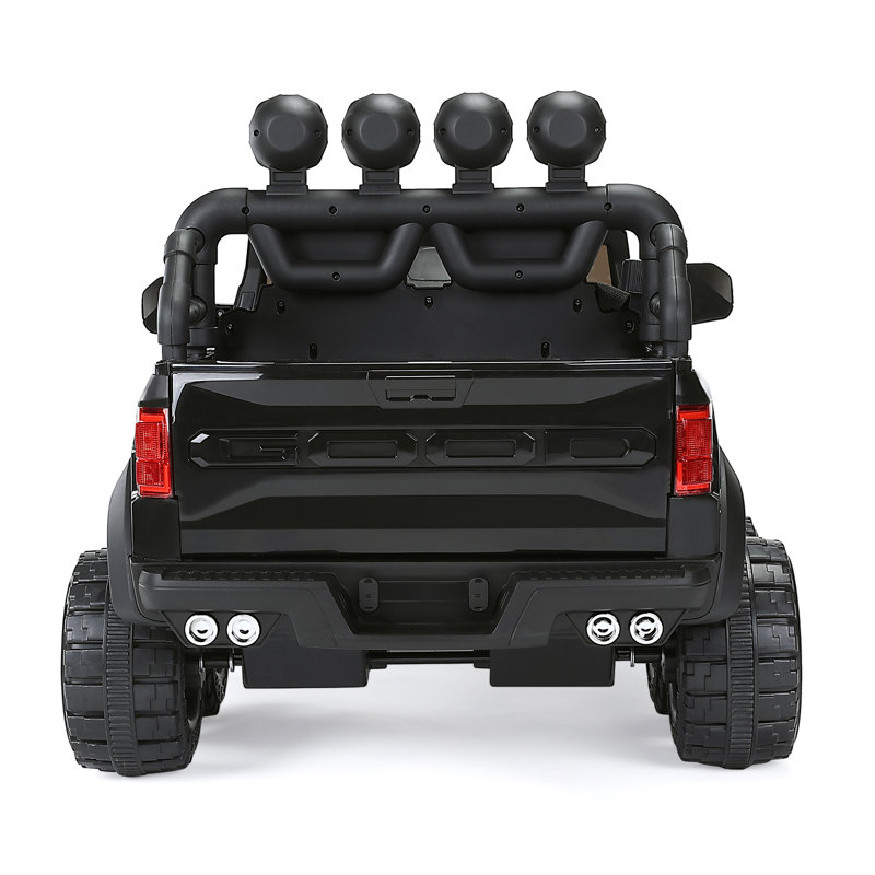 Black 12V Kids Ride-On Police Car with Remote Control