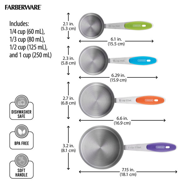 Farberware, Kitchen, Farberware Soft Grip Measuring Spoons Durable  Plastic Set Of 4
