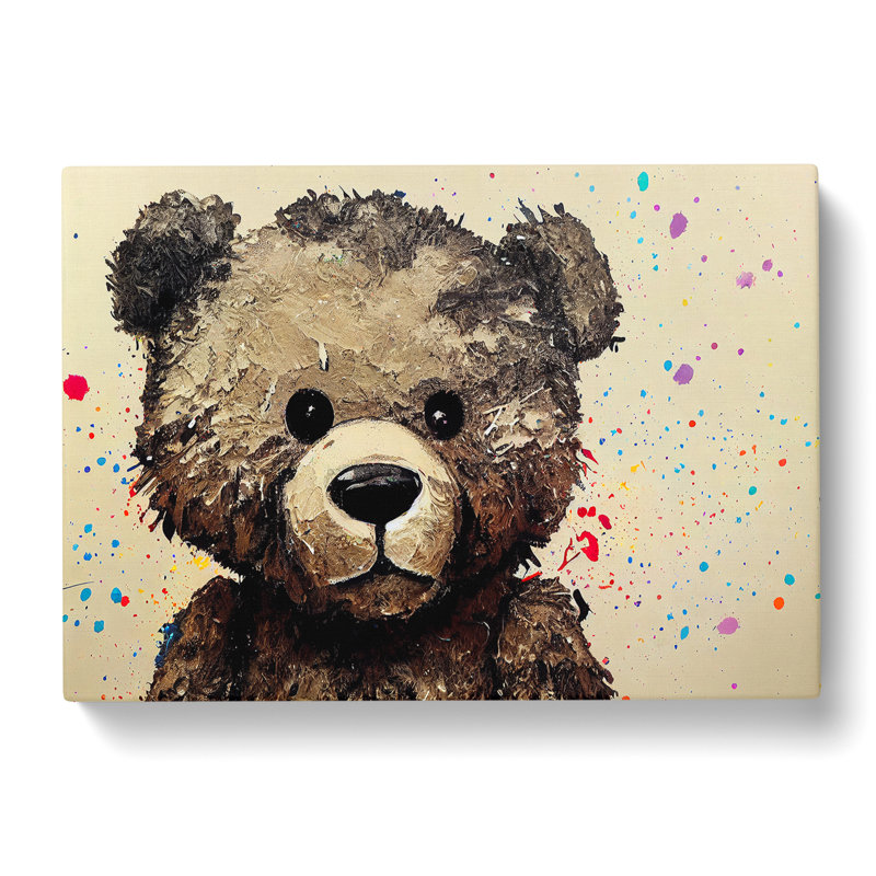 Splashed Teddy Bear - Wrapped Canvas, 50cm H x 76cm W x 3cm D