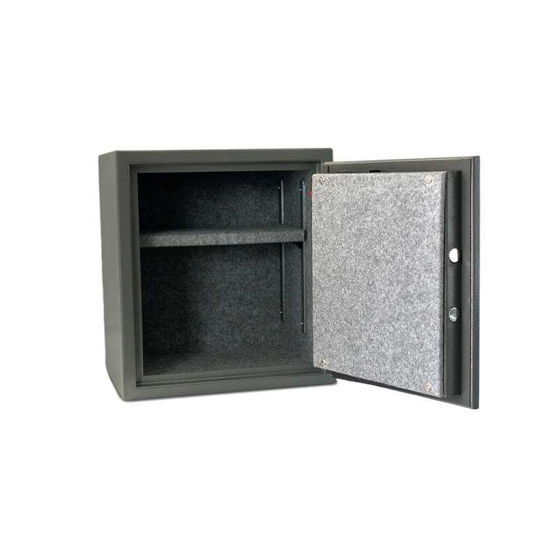 Coffre-fort de bureau de taille moyenne - fabrication en acier, couleur grise, 11,57 po Profondeur, 14,67 po de largeur, 16,25 po de hauteur, poids de 57,37 lb