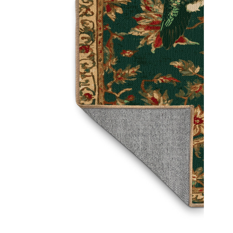 Washable Ruby throated Hummingbird Birds Area Rug, Rectangle 3' x 5'