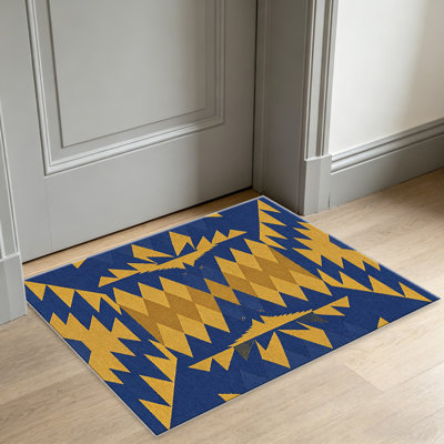 Navy Blue Mustard Yellow area rugs for Living Room, Soft and Comfortable, Suitable for all seasons, easy to maintain, machine washable Indoor floor mat, Under Table Farmhouse suitable for Bedroom, Dining Room, Study,  Balcony, Home Decor Patio