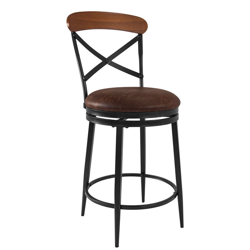 Tabouret pivotant Homepop Hudson - Polyuréthane brun