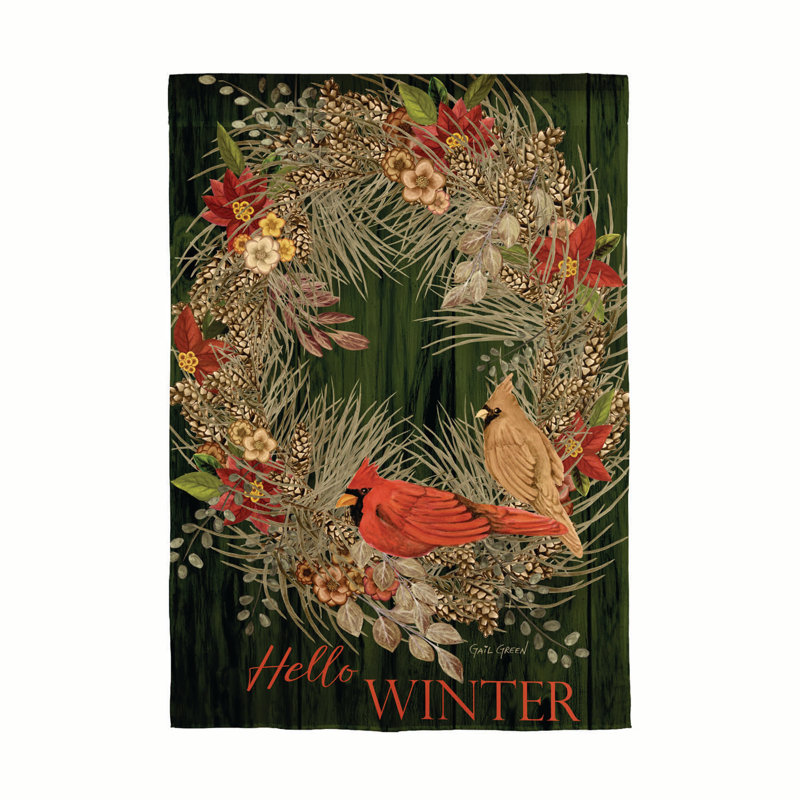 Hello Winter Moire Garden Flag