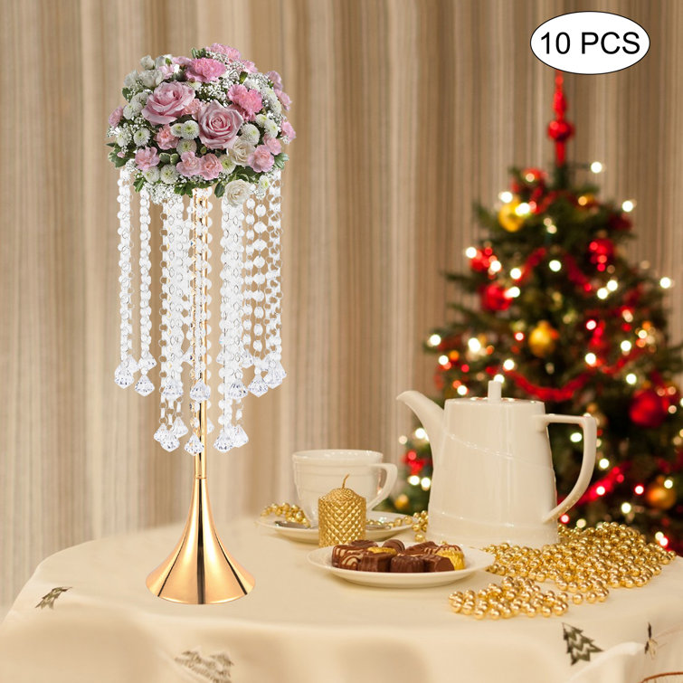 10Pcs Metal Wedding Table Centerpieces Crystal Flower Vase Stand Party  Decor USA
