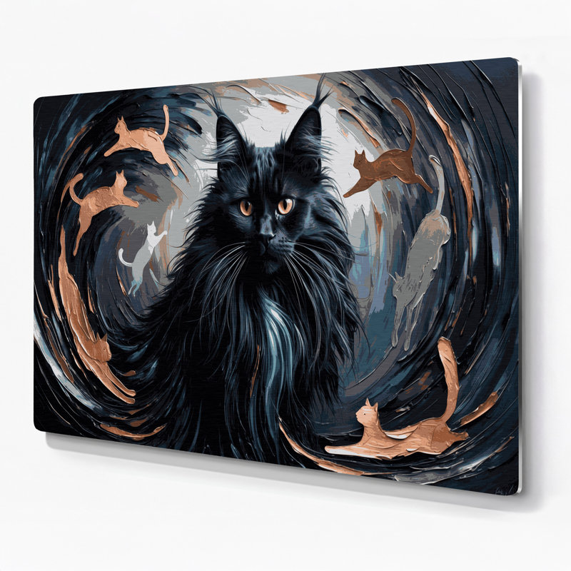 Chats Chantilly, art mural gris en métal Tiffany