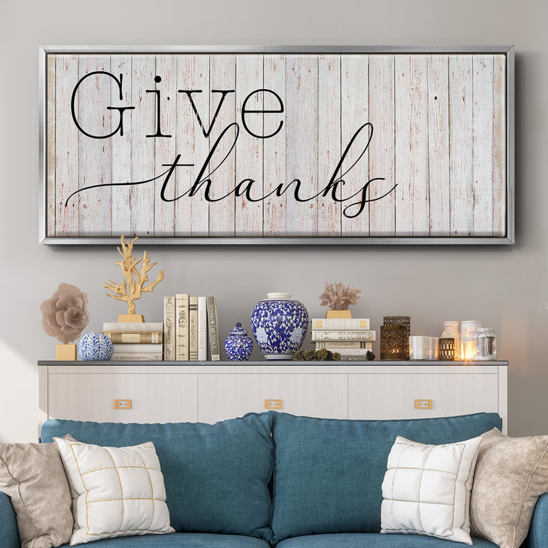 Give Thanks- Framed Canvas, 24" H x 60" W