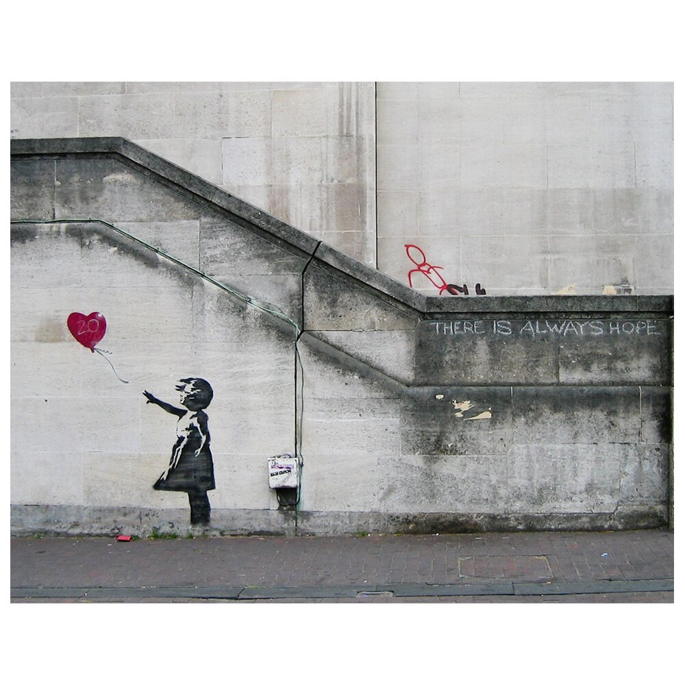 Leinwandbild Mädchen und Herzballon, Banksy