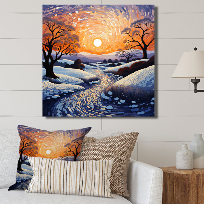 Winter River At Night I, reproduction d'art sur toile, Toile tendue, H 24 po x l 24 po x P 1 po