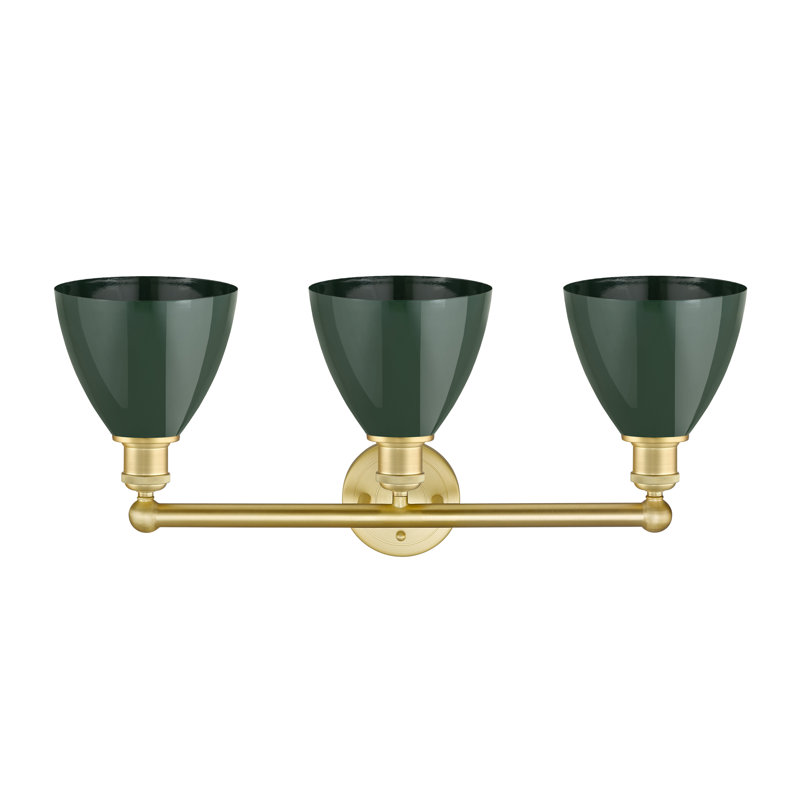 Anglie 3 - Light Dimmable Vanity Light, Green, Satin Gold