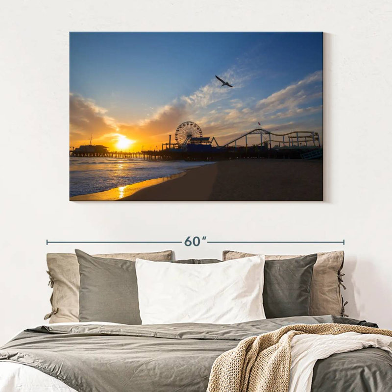 Scène de plage Gillard Santa Monica, H 34 po x l 51 po
