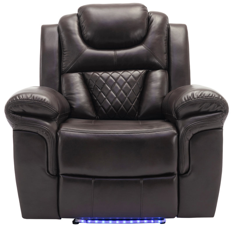 Fauteuil inclinable manuel de cinéma maison avec bande lumineuse à DEL pour le salon, la chambre à coucher, Brun