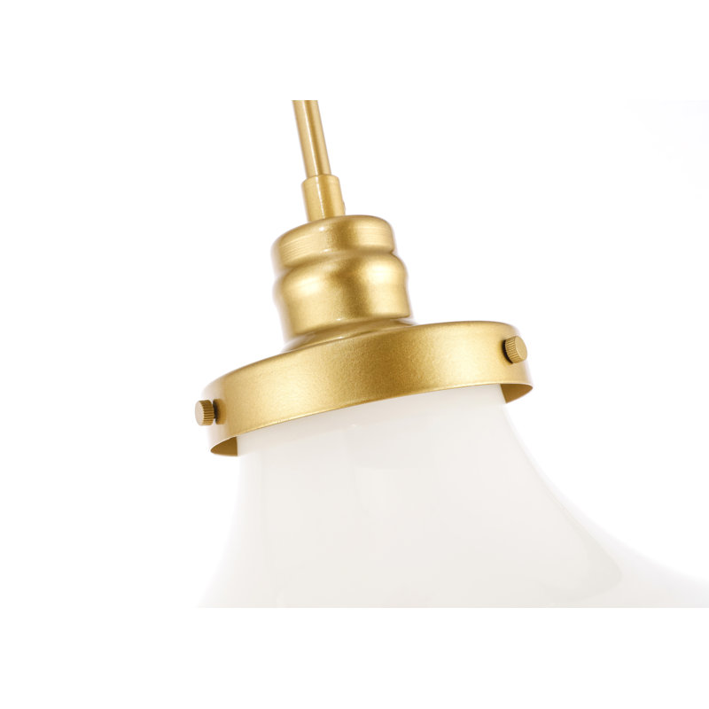 New Hartford 1-Light Adjustable Schoolhouse Pendant, Brass, Frosted, 13.5" H x 11" W x 11" D