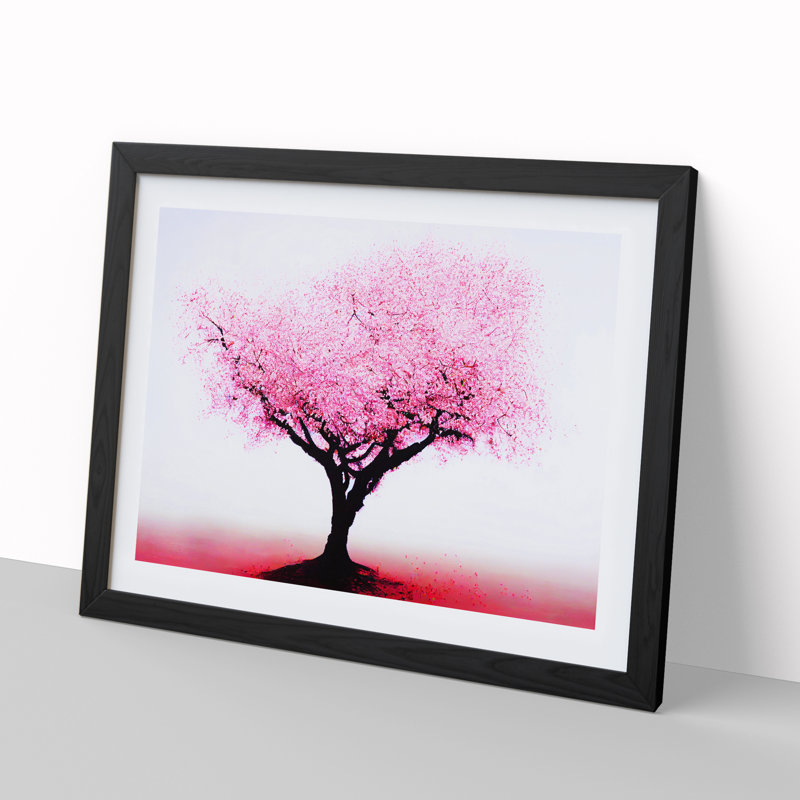 Charming Cherry Blossom Tree - Single Picture Frame Print, 46cm H x 64cm W x 2cm D, Black