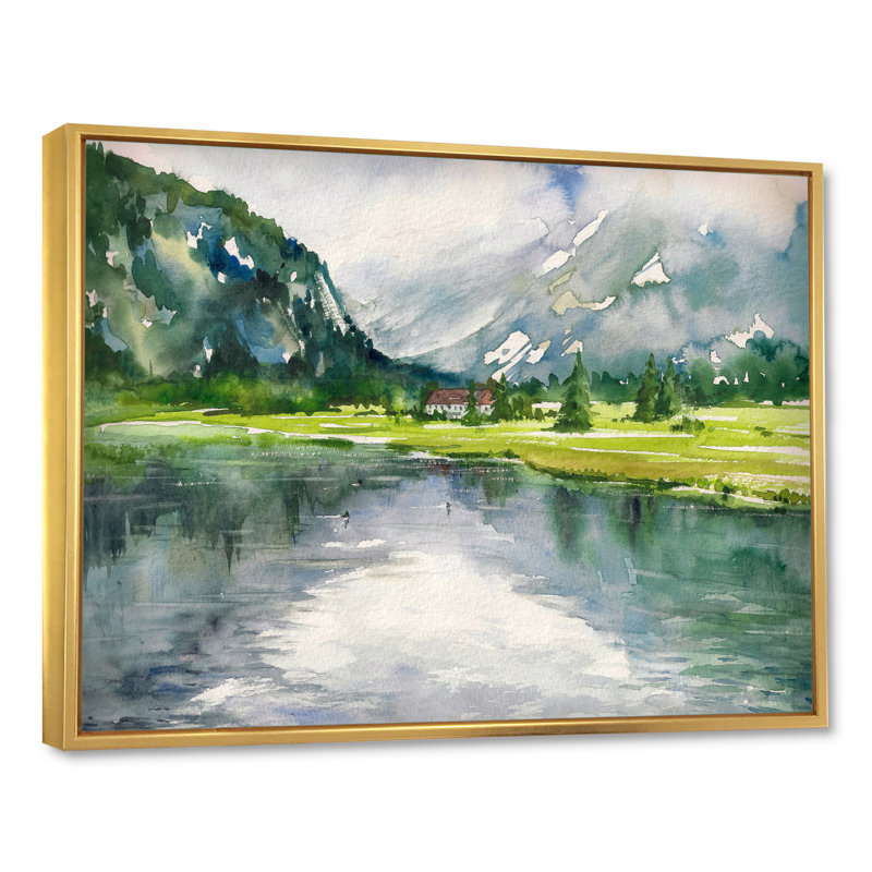 Paysage, art mural sur toile, rivière d'été, reproduction d'art - Paysage d'été avec rivière, H 30 po x l 40 po