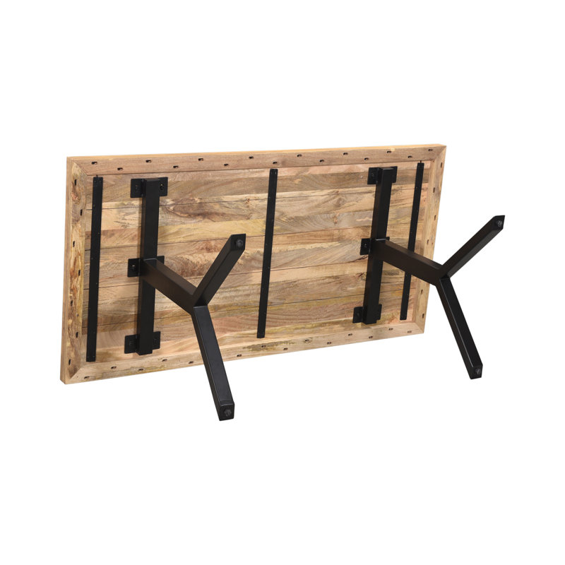 TRIX Solid Wood Dining Table, Natural, Black