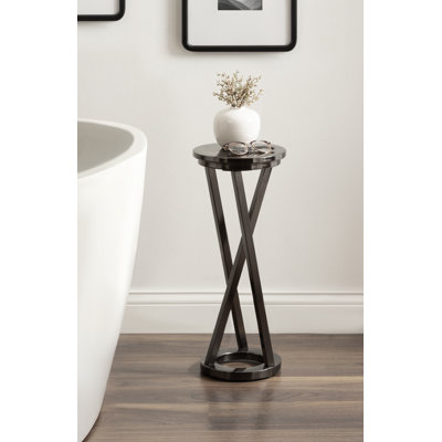 Aja Metal Modern Geometric Round Drink Table for Use as Indoor Plant Stand