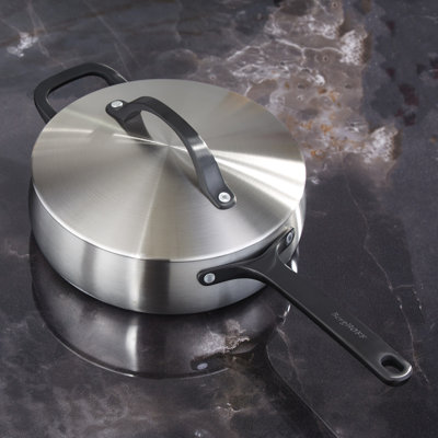 Sauteuse BergHOFF Belly Tri-Ply en acier inoxydable 18/10 de 24 cm (9,5 po), 3 pintes, avec couvercle, noir fumé