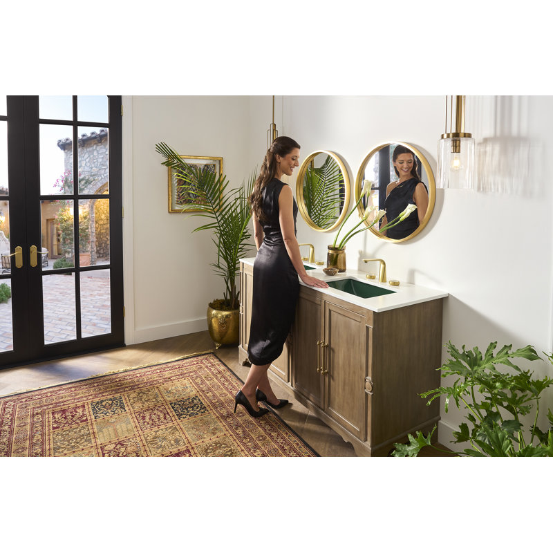Ruvati 16 x 11-3/4 inch Undermount Bathroom Vanity Sink Emerald Green Rectangular Porcelain Ceramic with Overflow -
