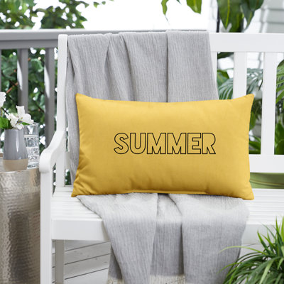 Embroidered Outdoor Reversible Throw Pillow
