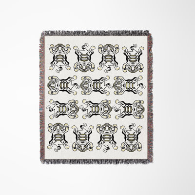 Usha Tibetian Tiger Cotton Blend Blanket Throw