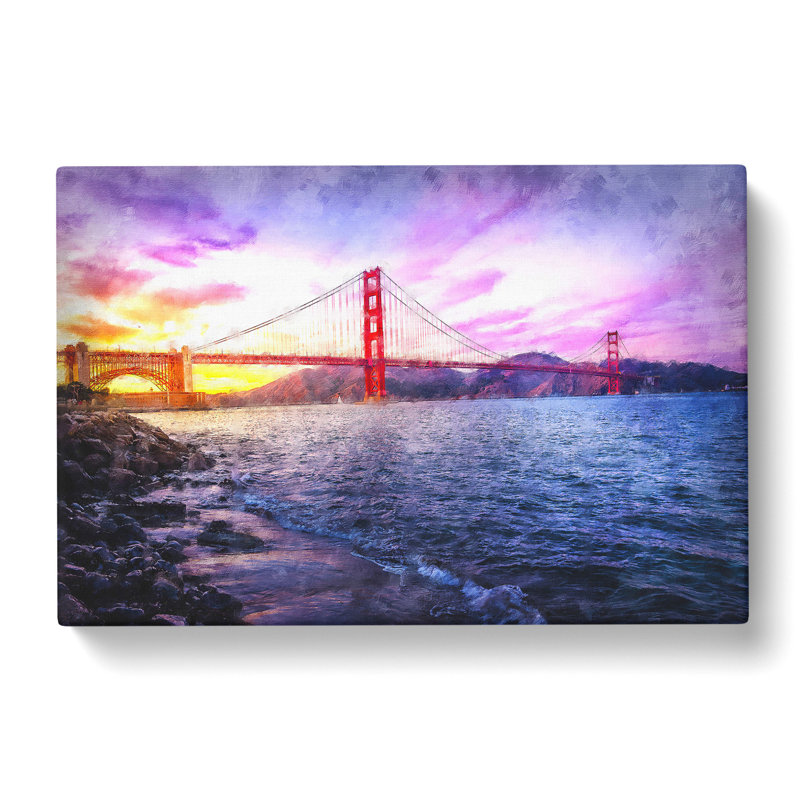Golden Gate Bridge In San Francisco Painting - Wrapped Canvas, 40cm H x 60cm W x 3cm D
