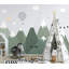 Snowy Green Mountains Hot Air Balloons Clouds Birds Removable Wallpaper-99178895