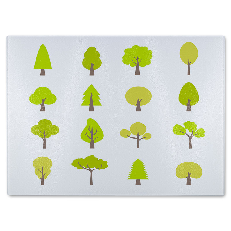 Tree Illustrations Designer Glass Chopping Board, 40cm L x 28cm W