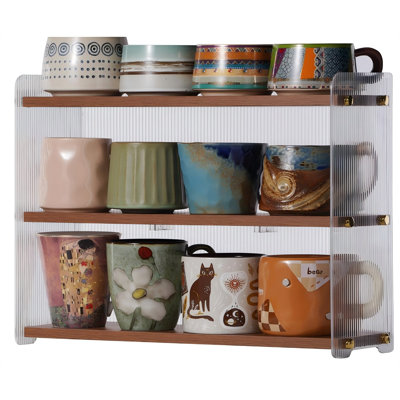Coffee Mug Holder Wooden Cup Station Organizer 3-Tier Cup Holder For Coffee Bar Mug Display Rack For Countertop Mug Holder Shelf For Home Kitchen