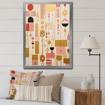 Vintage Geometric Illustration In Retro Gold On Canvas Print
