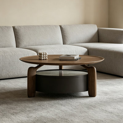 Medieval-style round storage coffee table