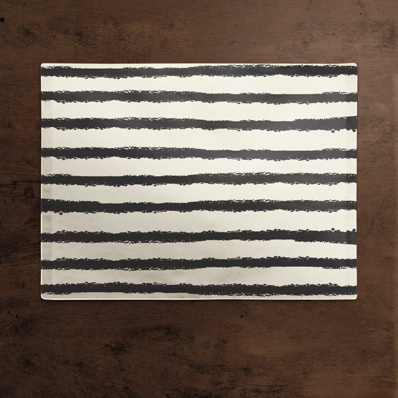 Bloomberg Cotton Striped Rectangle Placemat, White/Black