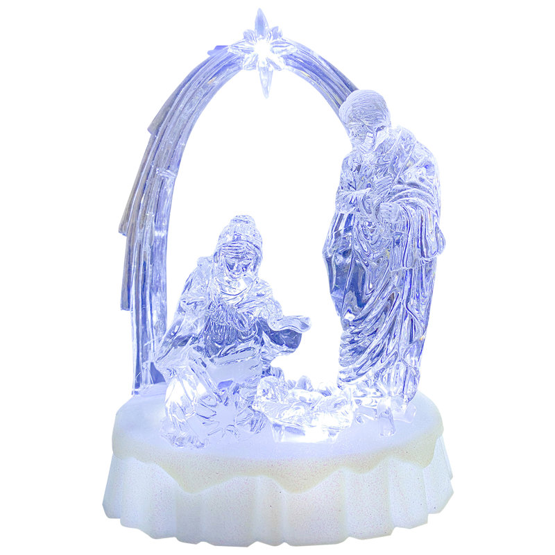Décoration de Noël de 7 po avec crèche de Noël en cristal de glace