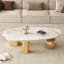 Table basse de forme libre en faux marbre de 125 cm (49,2 po), table centrale moderne et minimaliste avec pattes sphériques et cylindriques en acier inoxydable-1625025205