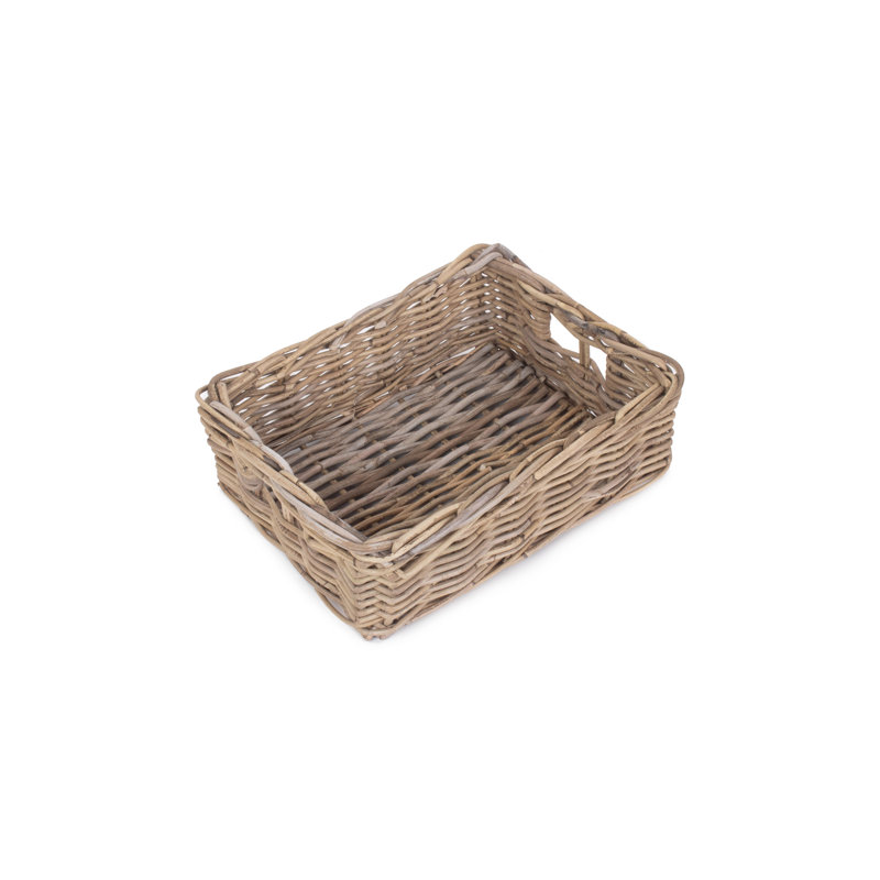 Rattan Shallow Storage Basket, 14cm H x 39cm W x 30cm D