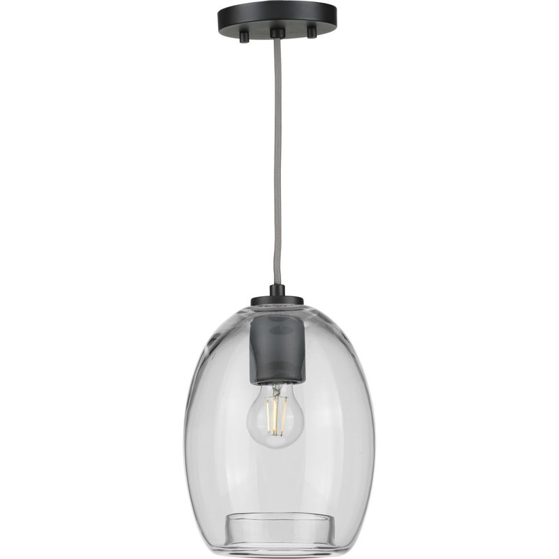 Luminaire suspendu simple à 1 lumière Jemaine, Noir