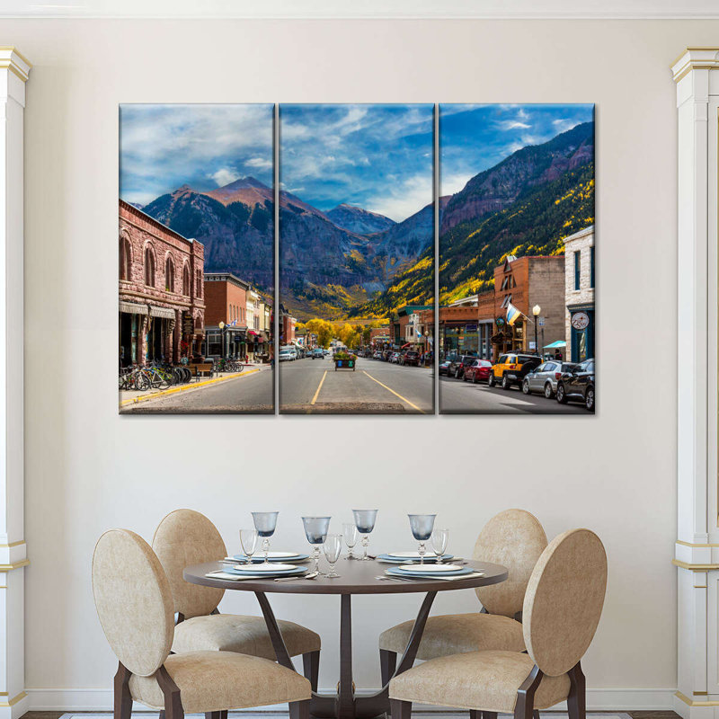 Ensemble de 3 petites maisons sur toile Telluride, H 20 po x l 33 po x P 1,25 po