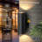  Modern Outdoor Wall Light With Dusk To Dawn Sensor, Exterior Light Fixture Wall Mount Waterproof Anti-Rust Cylinder, Up And Down 2 Lights Black Sconces For Porch Patio House Outside Entryway(Bulb Not Include)