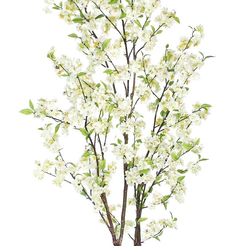 Cerisier artificiel en pot, Crème/blanc, H 66 po x l 34 po x P 32 po