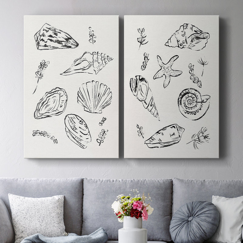 Sea Spirals I - Toile tendue avec châssis de qualité supérieure - Prêt à accrocher, H 48 po x l 32 po