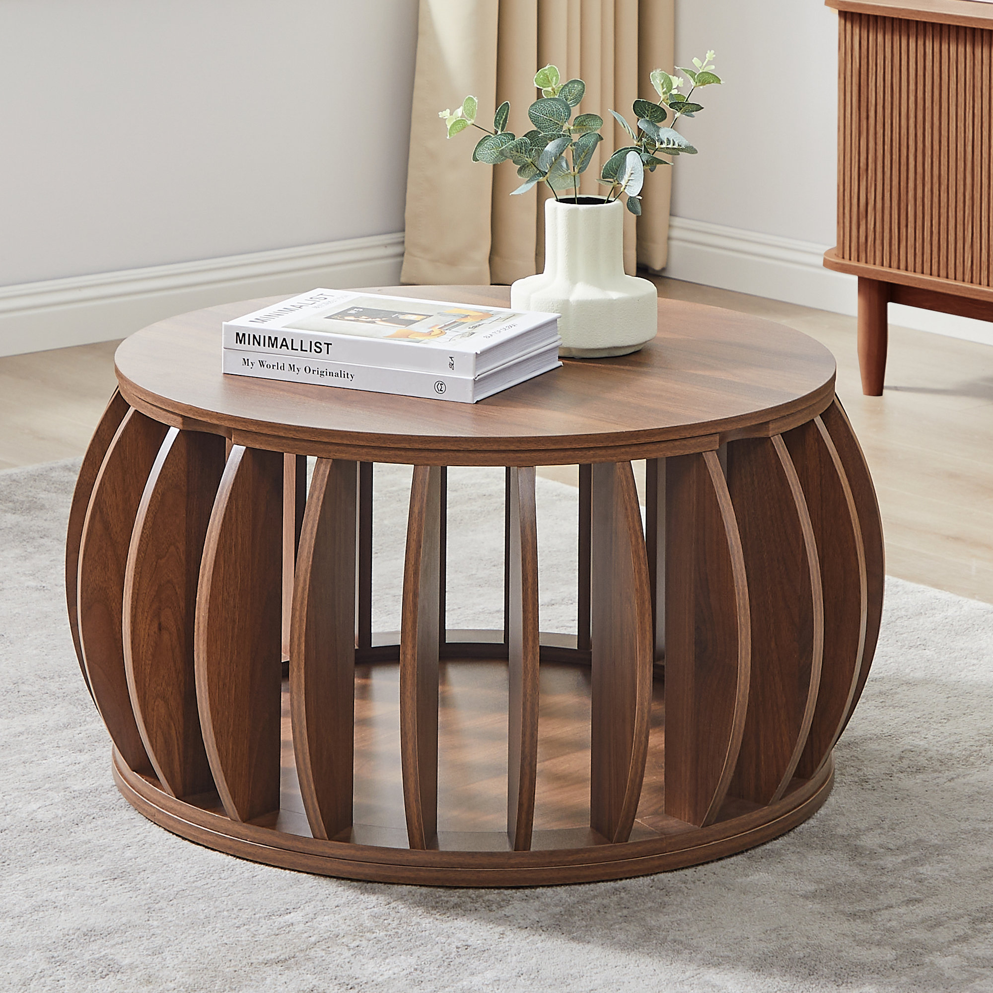 Wrought Studio™ Carreiro Round Drum Coffee Table & Reviews | Wayfair