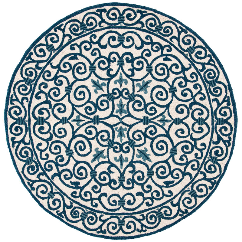 Tapis oriental en laine crocheté à la main Brayton, Rond 8 pi