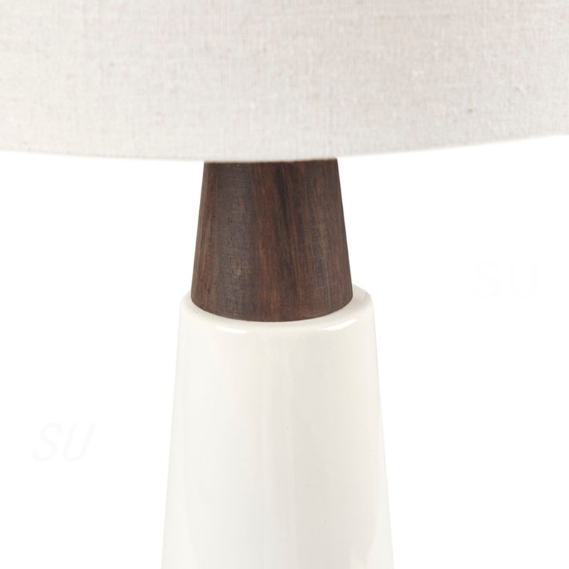 Triangular Ceramic And Wood Table Lamp