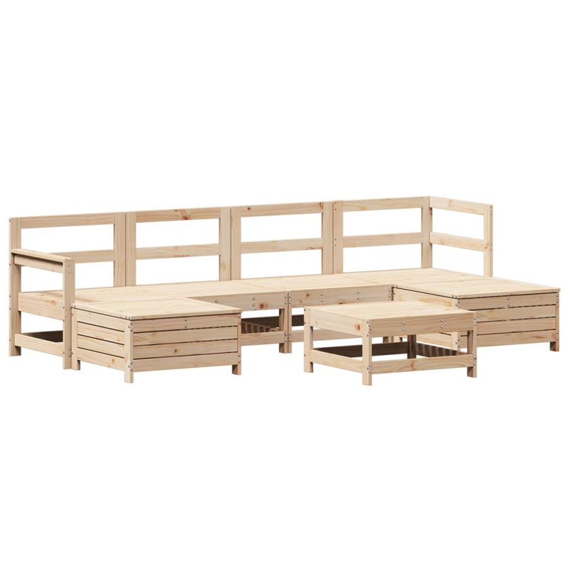 7 Piece Garden Sofa Set Solid Wood Pine